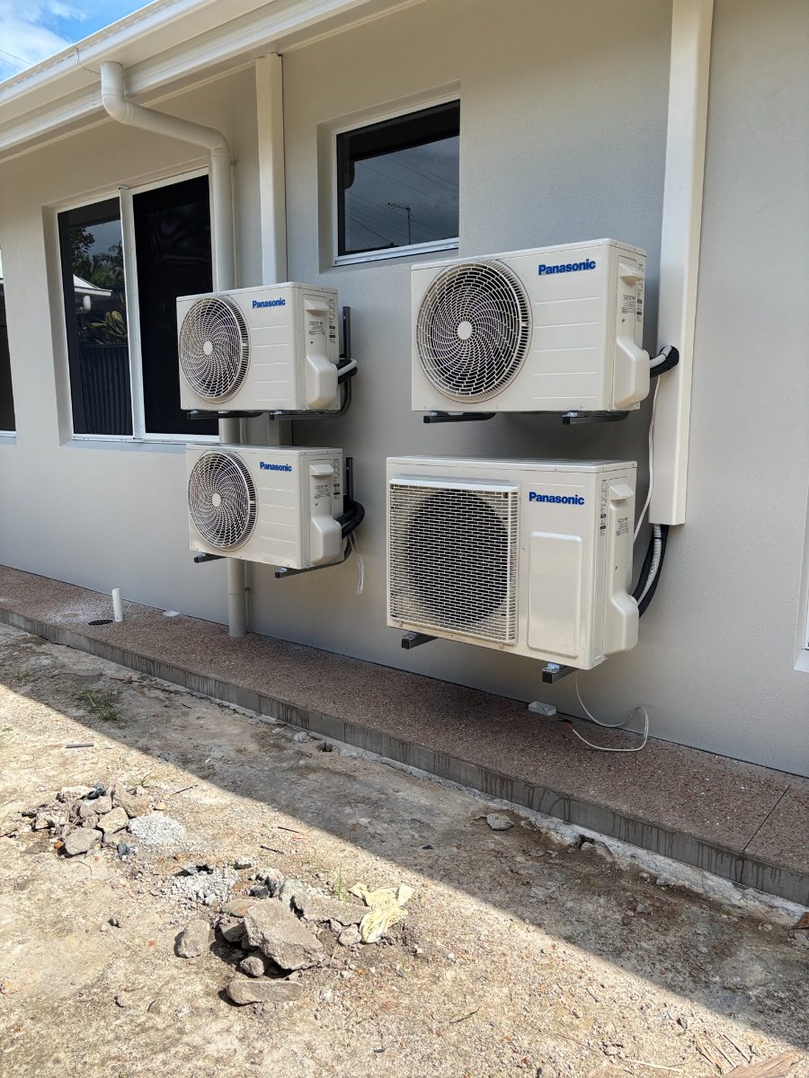 Panasonic multi-head outdoor units installed on a new Cairns home