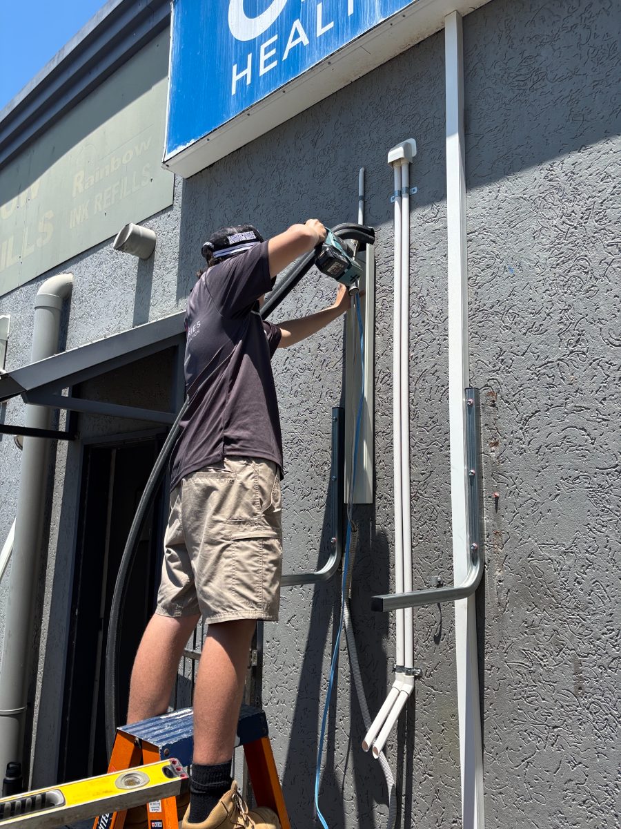 Ceiling cassette air conditioning serviced at a Cairns commercial property