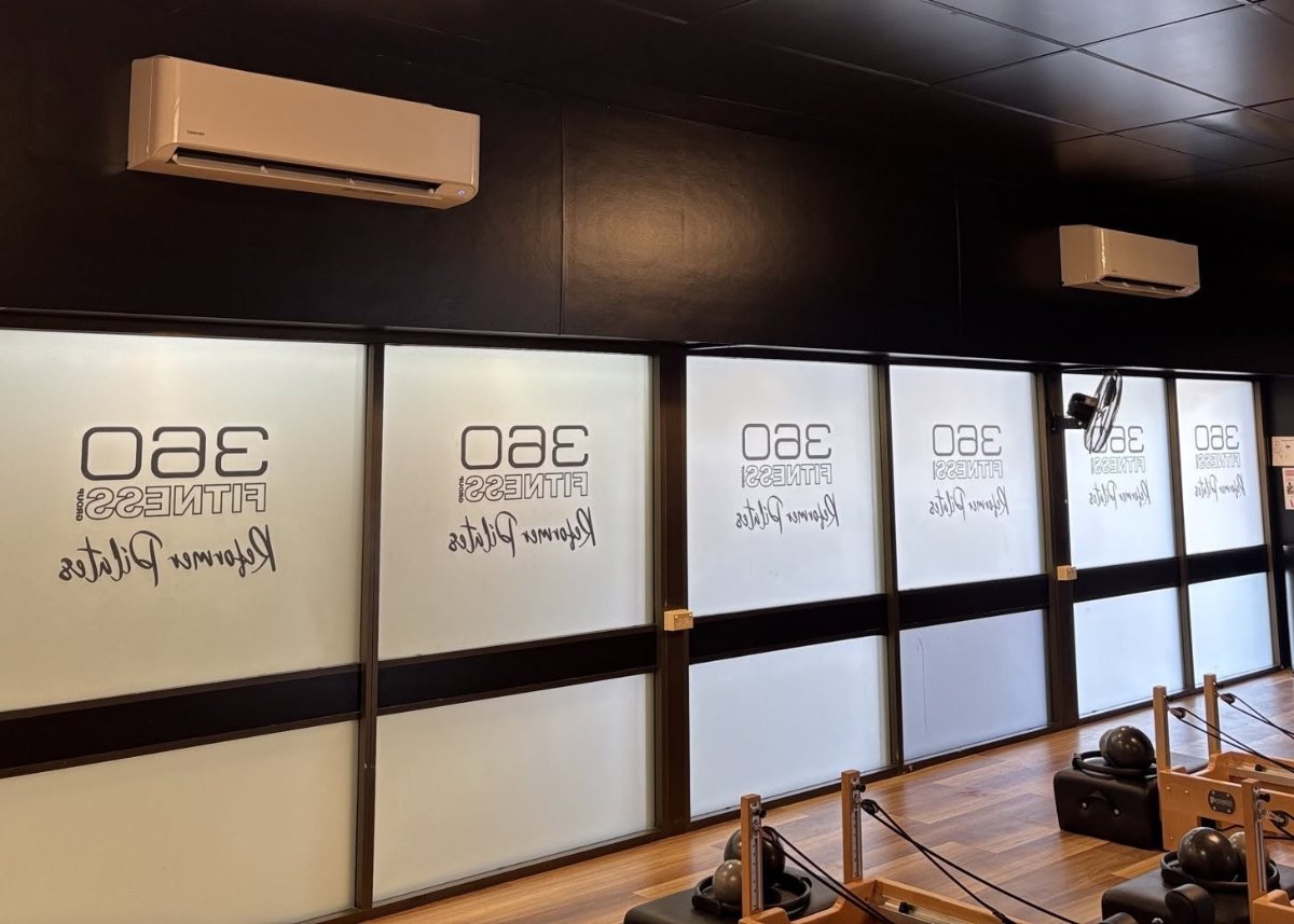 Wall-mounted split systems installed at a Cairns fitness studio